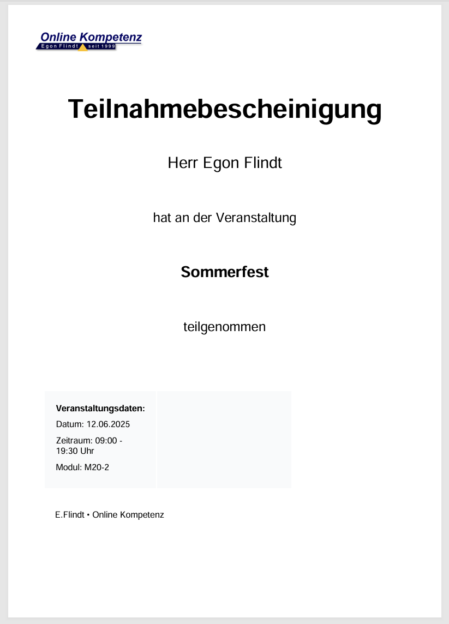 Teilnahmebescheinigung